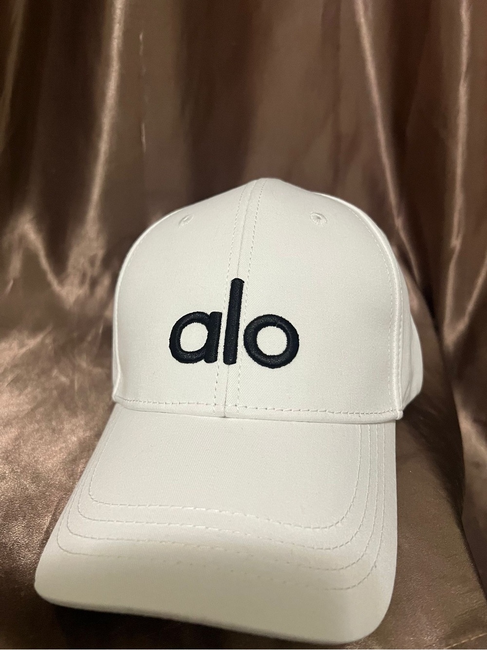 ALO Yoga White Cap with Black 'alo' Logo